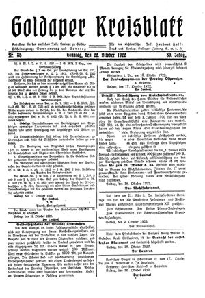 Goldaper Kreisblatt vom 22.10.1922