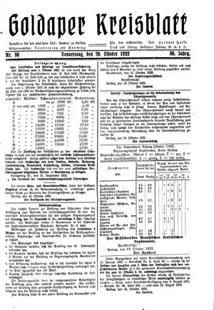 Goldaper Kreisblatt vom 26.10.1922