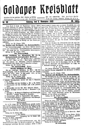 Goldaper Kreisblatt vom 05.11.1922