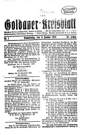 Goldaper Kreisblatt on Jan 4, 1923