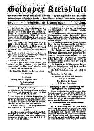 Goldaper Kreisblatt vom 05.01.1924