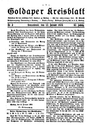 Goldaper Kreisblatt vom 12.01.1924