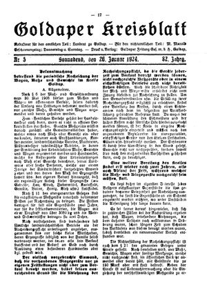 Goldaper Kreisblatt vom 26.01.1924