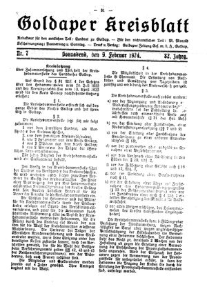 Goldaper Kreisblatt on Feb 9, 1924