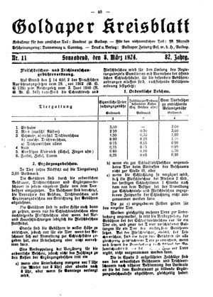 Goldaper Kreisblatt on Mar 8, 1924