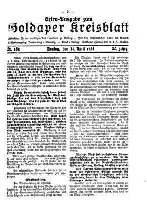 Goldaper Kreisblatt vom 14.04.1924