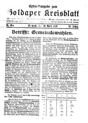 Goldaper Kreisblatt on Apr 29, 1924