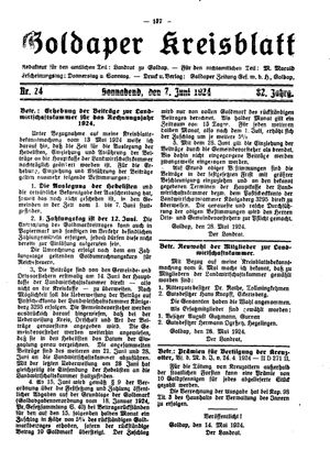 Goldaper Kreisblatt vom 07.06.1924
