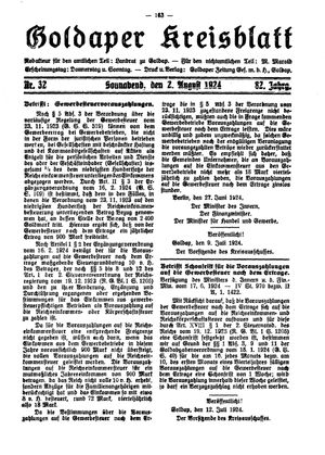 Goldaper Kreisblatt vom 02.08.1924