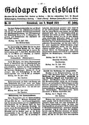 Goldaper Kreisblatt vom 09.08.1924