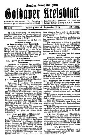 Goldaper Kreisblatt vom 19.09.1924