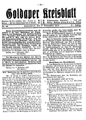 Goldaper Kreisblatt vom 08.11.1924