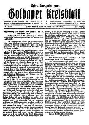 Goldaper Kreisblatt vom 22.11.1924