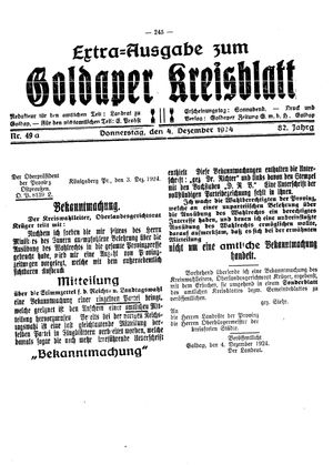 Goldaper Kreisblatt vom 04.12.1924