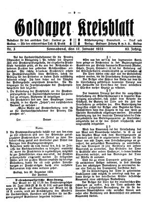Goldaper Kreisblatt vom 17.01.1925