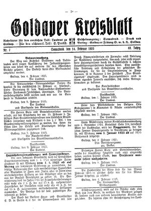 Goldaper Kreisblatt vom 14.02.1925