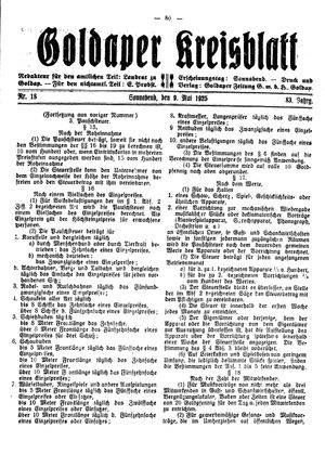 Goldaper Kreisblatt vom 09.05.1925