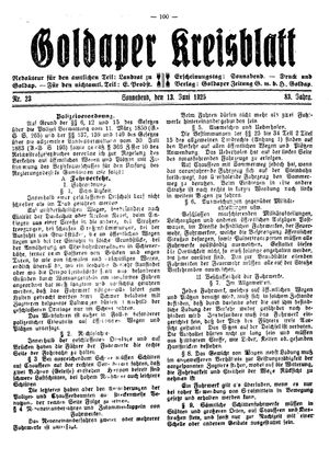 Goldaper Kreisblatt vom 13.06.1925