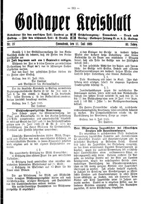 Goldaper Kreisblatt vom 11.07.1925