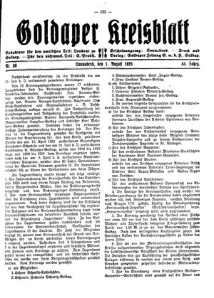 Goldaper Kreisblatt on Aug 1, 1925