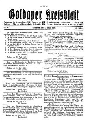 Goldaper Kreisblatt vom 08.08.1925