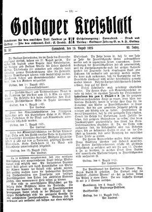 Goldaper Kreisblatt vom 15.08.1925