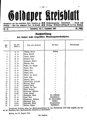Goldaper Kreisblatt vom 05.09.1925