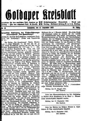 Goldaper Kreisblatt vom 12.09.1925