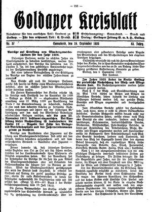 Goldaper Kreisblatt vom 19.09.1925