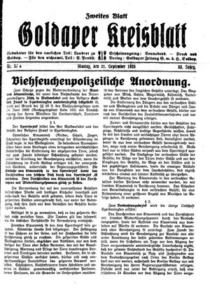 Goldaper Kreisblatt vom 21.09.1925