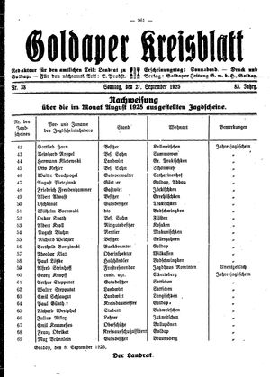 Goldaper Kreisblatt vom 27.09.1925