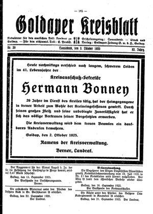 Goldaper Kreisblatt vom 03.10.1925