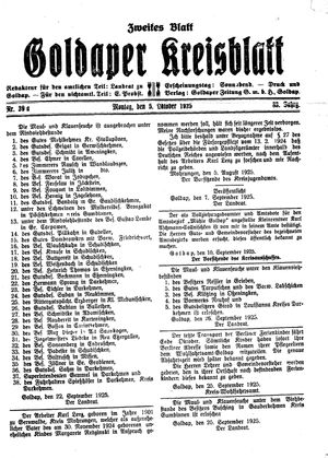 Goldaper Kreisblatt vom 05.10.1925