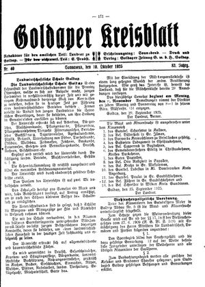 Goldaper Kreisblatt vom 10.10.1925