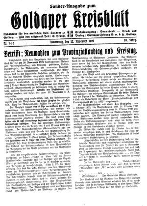 Goldaper Kreisblatt vom 12.11.1925