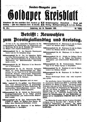 Goldaper Kreisblatt on Nov 19, 1925