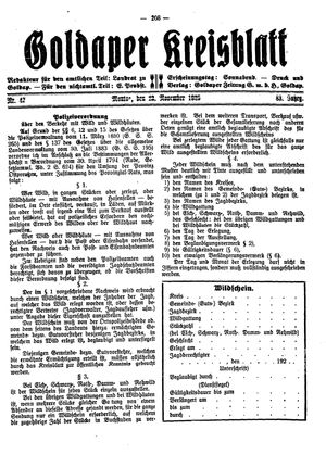 Goldaper Kreisblatt vom 23.11.1925