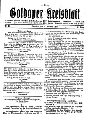Goldaper Kreisblatt vom 28.11.1925