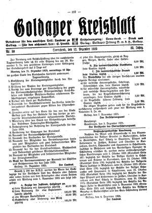 Goldaper Kreisblatt vom 12.12.1925