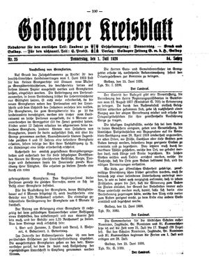 Goldaper Kreisblatt vom 01.07.1926