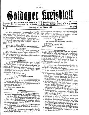 Goldaper Kreisblatt vom 21.10.1926