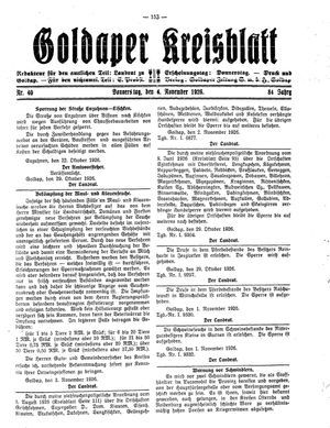 Goldaper Kreisblatt vom 04.11.1926