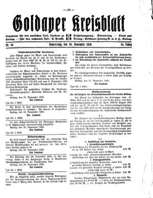 Goldaper Kreisblatt vom 25.11.1926
