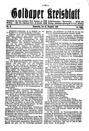 Goldaper Kreisblatt vom 23.12.1926