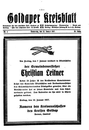 Goldaper Kreisblatt vom 13.01.1927