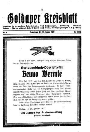 Goldaper Kreisblatt vom 27.01.1927