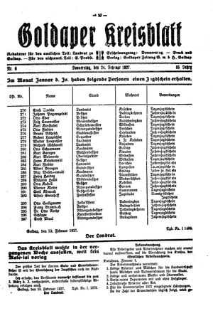 Goldaper Kreisblatt on Feb 24, 1927