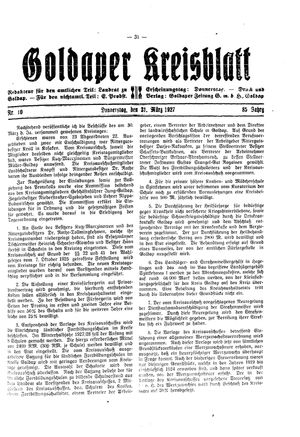 Goldaper Kreisblatt vom 31.03.1927