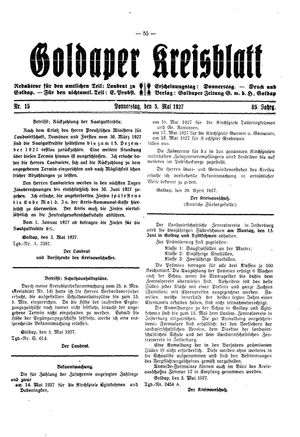 Goldaper Kreisblatt on May 5, 1927