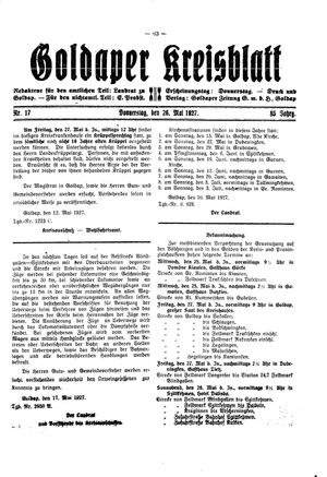 Goldaper Kreisblatt vom 26.05.1927